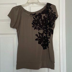 Gray Limited Top with Black Floral Print